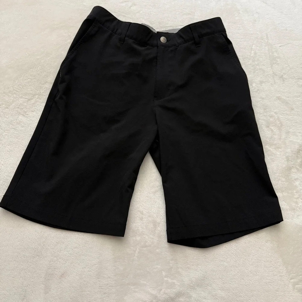 Adidas Mens Black Golf Shorts Size 30‎ Flat Front Performance Stretch